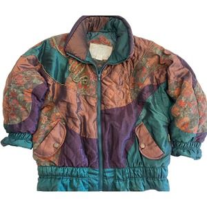 Vintage Jacket Coat Innovations IZZI Collage Size Medium Winter Multicolor